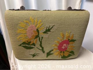 MaxSold Auction: Antique Victorian Walnut Figural Flowers Needlepoint Footstool Ottoman - Campbell (California, USA) SELLER MANAGED Downsizing Online Auction - Dell Avenue