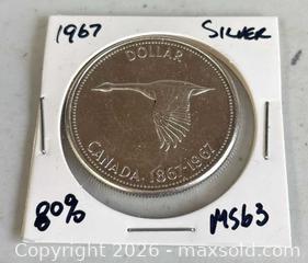 MaxSold Auction: 1967 CANADA CANADIAN Confederation Founding Goose OLD Silver Dollar Coin - Brampton (Ontario, Canada) PARTNER MANAGED Commercial Liquidation Online Auction - Rosedale Avenue West