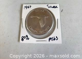 MaxSold Auction: 1967 CANADA CANADIAN Confederation Founding Goose OLD Silver Dollar Coin - Brampton (Ontario, Canada) PARTNER MANAGED Commercial Liquidation Online Auction - Rosedale Avenue West