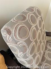 MaxSold Auction: Pair of Beige/Taupe Geometric Fabric Armchairs with Wooden Arms - Toronto (Ontario, Canada) SELLER MANAGED Estate Sale Online Auction - Burnhamthorpe Crescent (CONDO)