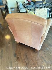 MaxSold Auction: Tan Leather & Suede Armchair with Nailhead Trim - Toronto (Ontario, Canada) SELLER MANAGED Estate Sale Online Auction - Burnhamthorpe Crescent (CONDO)