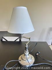 MaxSold Auction: Traditional Silver Brushed Nickel Table Lamp with White Shade - Toronto (Ontario, Canada) SELLER MANAGED Estate Sale Online Auction - Burnhamthorpe Crescent (CONDO)