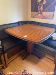 MaxSold Auction: Square Wood Dining Table with Corner Banquette C - Kingston (Ontario, Canada) Moving Online Auction - Lundy's Lane