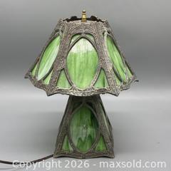 MaxSold Auction: Tiffany-Style Art Deco Green Stained Glass Table Lamp - PAU-XX - Ottawa (Ontario, Canada) SELLER MANAGED Estate Sale Online Auction - Bongard Avenue (STORAGE)