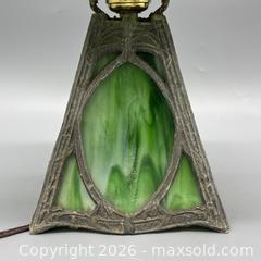 MaxSold Auction: Tiffany-Style Art Deco Green Stained Glass Table Lamp - PAU-XX - Ottawa (Ontario, Canada) SELLER MANAGED Estate Sale Online Auction - Bongard Avenue (STORAGE)