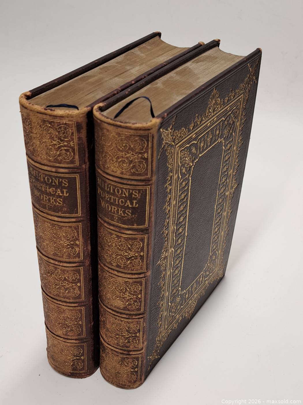 John Milton Poetical Works two-volume 1843 leather set | Maxsold