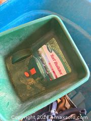 MaxSold Auction: Garden cart with turf builder, watering cans and hose attachments  - Gananoque (Ontario, Canada) SELLER MANAGED Downsizing Online Auction -Elmwood Drive