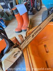 MaxSold Auction: Stihl gas chainsaw and Viking chainsaw boots  - Gananoque (Ontario, Canada) SELLER MANAGED Downsizing Online Auction -Elmwood Drive