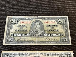 MaxSold Auction: Two Canadian Dollar Bank Notes - 1937 - $10 & $20 - Gananoque (Ontario, Canada) SELLER MANAGED Downsizing Online Auction -Elmwood Drive