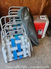 MaxSold Auction: Beach Day Lot: Folding Beach Chairs, Cooler & Camp Chair in Bag - Castro Valley (California, USA) PARTNER MANAGED Estate Sale Online Auction - Dunnigan Court