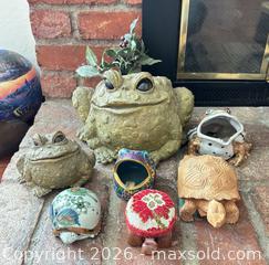 MaxSold Auction: Frog and Turtle Figurines, Pincushion, Planters - Castro Valley (California, USA) PARTNER MANAGED Estate Sale Online Auction - Dunnigan Court