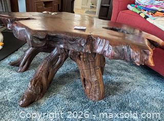 MaxSold Auction: Handcrafted Solid Burl Wood Live Edge Coffee Table - Castro Valley (California, USA) PARTNER MANAGED Estate Sale Online Auction - Dunnigan Court