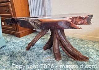 MaxSold Auction: Large Solid Burl Wood Live-Edge Coffee Table with Root Base - Castro Valley (California, USA) PARTNER MANAGED Estate Sale Online Auction - Dunnigan Court