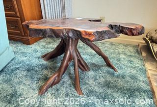 MaxSold Auction: Large Solid Burl Wood Live-Edge Coffee Table with Root Base - Castro Valley (California, USA) PARTNER MANAGED Estate Sale Online Auction - Dunnigan Court