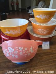 MaxSold Auction: Pyrex Mixing Bowls Set, Floral & Wheat Motif - Castro Valley (California, USA) PARTNER MANAGED Estate Sale Online Auction - Dunnigan Court