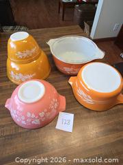 MaxSold Auction: Pyrex Mixing Bowls Set, Floral & Wheat Motif - Castro Valley (California, USA) PARTNER MANAGED Estate Sale Online Auction - Dunnigan Court