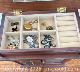 MaxSold Auction: Small Wood Jewelry Armoire with Assorted Jewelry & Watches - Castro Valley (California, USA) PARTNER MANAGED Estate Sale Online Auction - Dunnigan Court