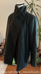 MaxSold Auction: Theory Mid-Thigh Wool Coat with Leather Sleeves, Size M - Markham (Ontario, Canada) PARTNER MANAGED Downsizing Online Auction - Forest Park Crescent