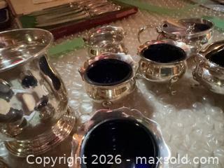 MaxSold Auction: Birmingham Sterling Silver Condiment Set with Cobalt Liners A - Mississippi Mills (Ontario, Canada) Moving Online Auction - Vaughan Street
