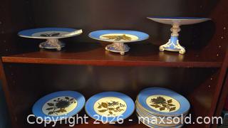 MaxSold Auction: Blue & White Porcelain Footed Cake Stand and Salad/Dessert Plates B - Mississippi Mills (Ontario, Canada) Moving Online Auction - Vaughan Street