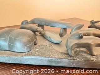 MaxSold Auction: Inuit Soapstone Carving Set with Animal and Sled Figures A - Mississippi Mills (Ontario, Canada) Moving Online Auction - Vaughan Street