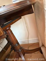 MaxSold Auction: Mahogany Round Pedestal Side/End Table with Leather Inlay Top C - Mississippi Mills (Ontario, Canada) Moving Online Auction - Vaughan Street