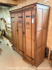 MaxSold Auction: Oak Antique Gothic Revival Armoire / Wardrobe C - Mississippi Mills (Ontario, Canada) Moving Online Auction - Vaughan Street