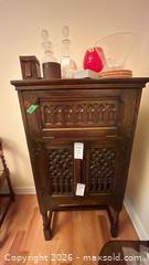 MaxSold Auction: Solid Wood Antique Gothic Bar / Liquor Cabinet C - Mississippi Mills (Ontario, Canada) Moving Online Auction - Vaughan Street