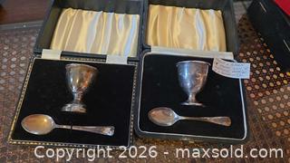 MaxSold Auction: Sterling Silver Egg Cup & Spoon Sets (Two) - Sheffield Hallmarks A - Mississippi Mills (Ontario, Canada) Moving Online Auction - Vaughan Street