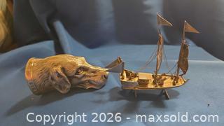 MaxSold Auction: Vintage Sterling Silver & Mixed Metal Ship,  Dog Head Figurine A - Mississippi Mills (Ontario, Canada) Moving Online Auction - Vaughan Street