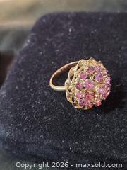MaxSold Auction: 14K Yellow Gold Ring with Pink Cluster Stones - Richmond (British Columbia, Canada) SELLER MANAGED Downsizing Online Auction - Riverside Way (STORAGE)