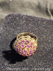 MaxSold Auction: 14K Yellow Gold Ring with Pink Cluster Stones - Richmond (British Columbia, Canada) SELLER MANAGED Downsizing Online Auction - Riverside Way (STORAGE)