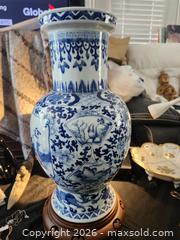 MaxSold Auction: Chinese Handpainted Tall Blue and White Porcelain Vase with Hand-Painted Figures - Richmond (British Columbia, Canada) SELLER MANAGED Downsizing Online Auction - Riverside Way (STORAGE)