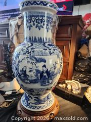 MaxSold Auction: Chinese Handpainted Tall Blue and White Porcelain Vase with Hand-Painted Figures - Richmond (British Columbia, Canada) SELLER MANAGED Downsizing Online Auction - Riverside Way (STORAGE)