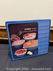 MaxSold Auction: *RARE Vintage Pyrex Ware Blue Horizon Four-Piece Nesting Bowl Set, BRAND NEW IN BOX - Vaughan (Ontario, Canada) SELLER MANAGED Estate Sale Online Auction - Rodeo Drive