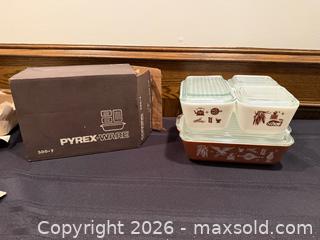 MaxSold Auction: Vintage Pyrex Ware Woodland Brown Refrigerator Dish Set with Lids, BRAND NEW - Vaughan (Ontario, Canada) SELLER MANAGED Estate Sale Online Auction - Rodeo Drive