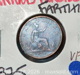 MaxSold Auction: 1875 United Kingdom Farthing Bronze Coin - South Frontenac (Ontario, Canada) SELLER MANAGED Downsizing Online Auction - Battersea Road