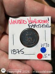 MaxSold Auction: 1875 United Kingdom Farthing Bronze Coin - South Frontenac (Ontario, Canada) SELLER MANAGED Downsizing Online Auction - Battersea Road