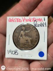 MaxSold Auction: 1908 United Kingdom Penny, Edward VII, Bronze - South Frontenac (Ontario, Canada) SELLER MANAGED Downsizing Online Auction - Battersea Road
