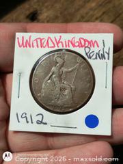 MaxSold Auction: 1912 United Kingdom One Penny Coin George V - South Frontenac (Ontario, Canada) SELLER MANAGED Downsizing Online Auction - Battersea Road