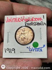 MaxSold Auction: 1919 Great Britain Farthing Coin - Bronze/Copper Alloy - South Frontenac (Ontario, Canada) SELLER MANAGED Downsizing Online Auction - Battersea Road
