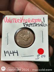 MaxSold Auction: 1944 United Kingdom Bronze Farthing, King George VI - South Frontenac (Ontario, Canada) SELLER MANAGED Downsizing Online Auction - Battersea Road