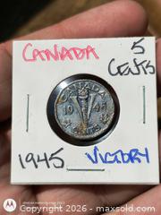 MaxSold Auction: 1945 Canada 5 Cents Victory V with Torch Coin - South Frontenac (Ontario, Canada) SELLER MANAGED Downsizing Online Auction - Battersea Road