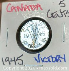 MaxSold Auction: 1945 Canada Five Cents Victory Nickel - South Frontenac (Ontario, Canada) SELLER MANAGED Downsizing Online Auction - Battersea Road