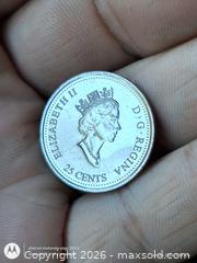MaxSold Auction: 1999 Canada 25 Cent Commemorative Coin Queen Elizabeth II - South Frontenac (Ontario, Canada) SELLER MANAGED Downsizing Online Auction - Battersea Road