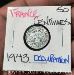 MaxSold Auction: France 1943 50 Centimes Aluminium Occupation Coin - South Frontenac (Ontario, Canada) SELLER MANAGED Downsizing Online Auction - Battersea Road