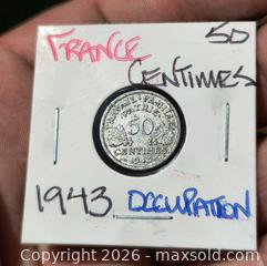 MaxSold Auction: France 50 Centimes 1943 Zinc Coin - South Frontenac (Ontario, Canada) SELLER MANAGED Downsizing Online Auction - Battersea Road