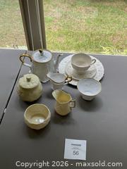 MaxSold Auction: Belleek Porcelain Tea Set – Teapot, Creamer, Sugar, Cup & Bowls - London (Ontario, Canada) PARTNER MANAGED Estate Sale Online Auction -  Mcgarrell Drive