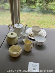MaxSold Auction: Belleek Porcelain Tea Set – Teapot, Creamer, Sugar, Cup & Bowls - London (Ontario, Canada) PARTNER MANAGED Estate Sale Online Auction -  Mcgarrell Drive