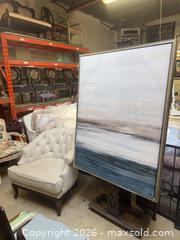 MaxSold Auction: Framed Abstract Seascape Acrylic Painting & Upholstered Armchair - Burlington (Ontario, Canada) SELLER MANAGED Estate Sale Online Auction - Aldershot